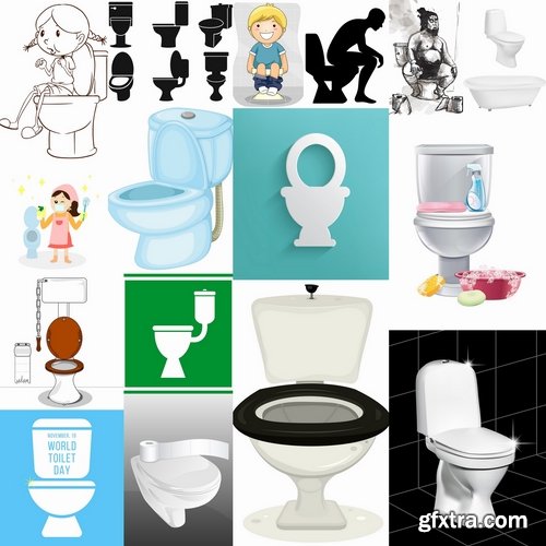 Collection of vector illustration picture toilet 25 Eps