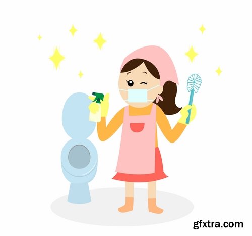 Collection of vector illustration picture toilet 25 Eps