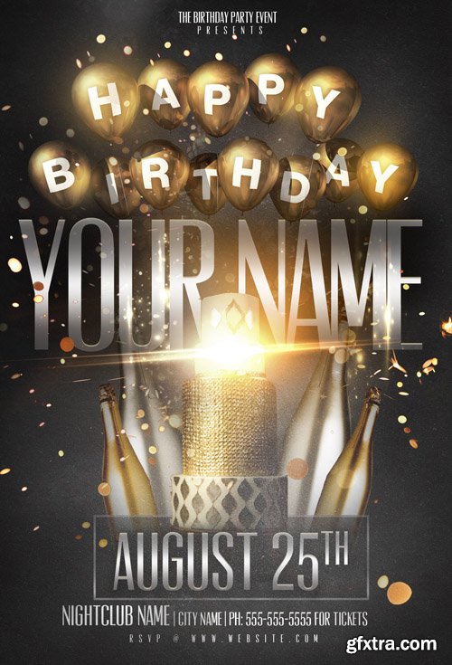 Birthday Name Party PSD Flyer Template