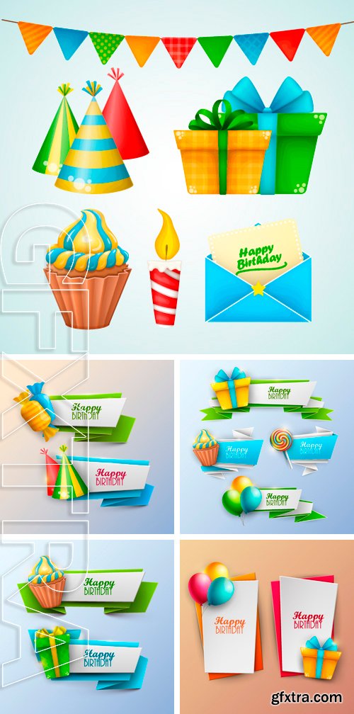 Stock Vectors - Set of birthday banners. Vector illustration