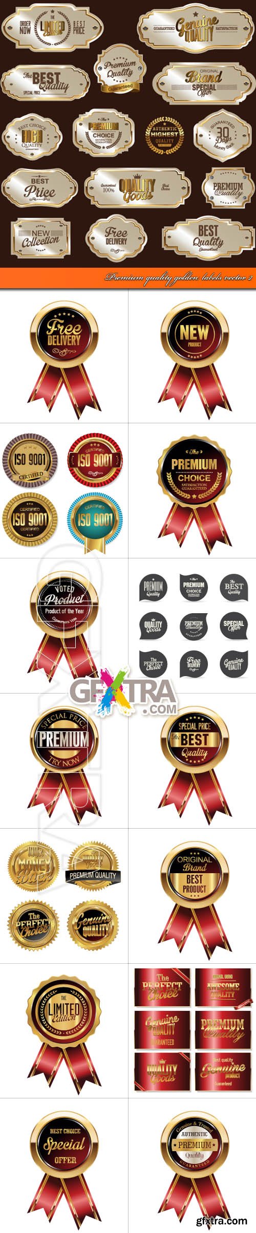 Premium quality golden labels vector 2