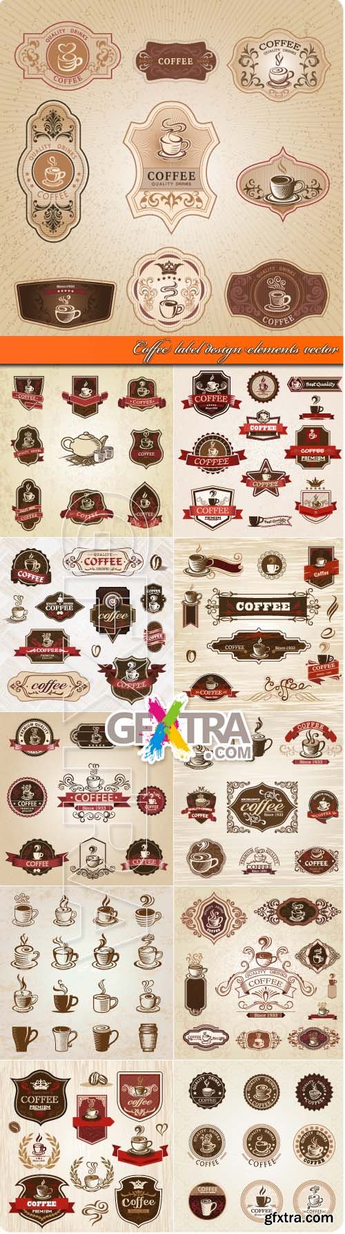 Coffee label design elements vector