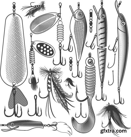 Fishing gear & fish 24x EPS