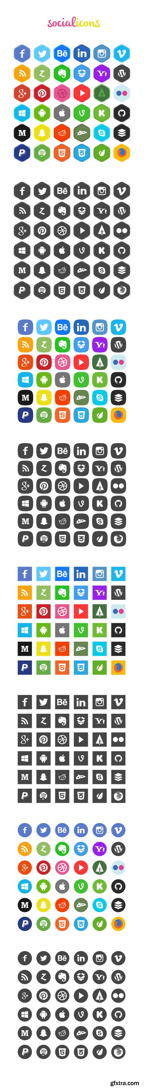 PSD Web Icons - Social Icons Set (April 2015)