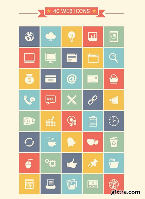 PSD, AI, EPS Vector Web Icons - Flat Style Web Icons 2015