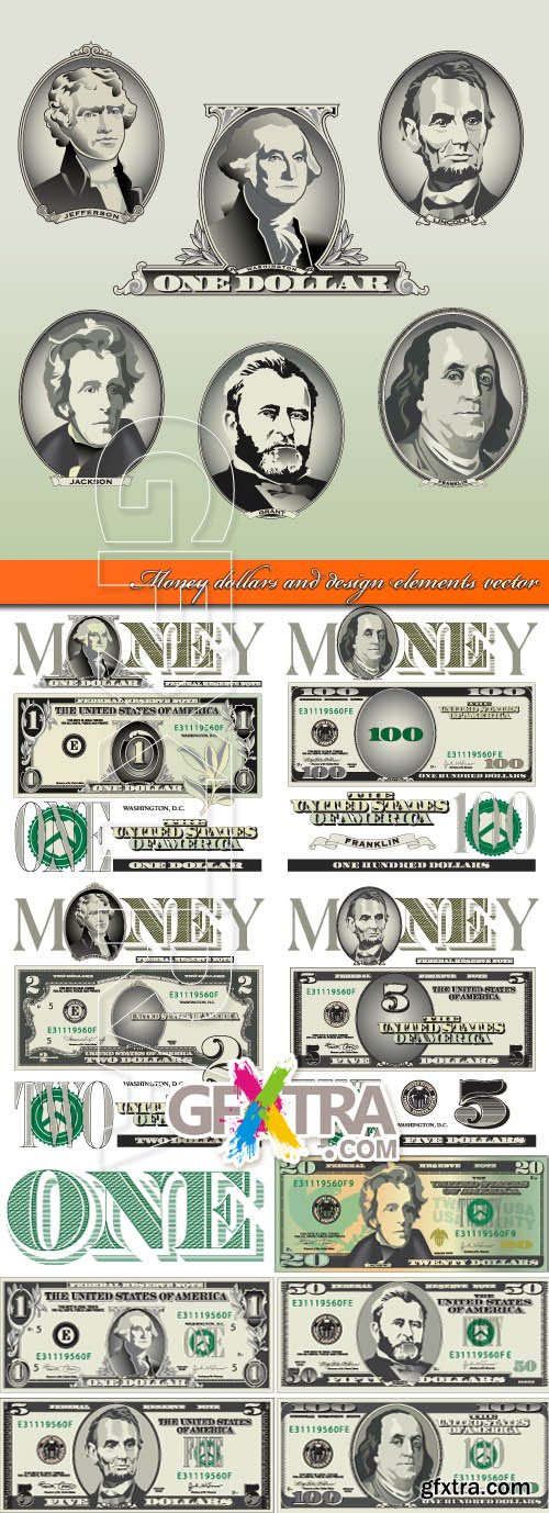 Money dollars and design elements vector