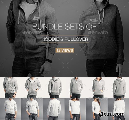 GraphicRiver Hoodie / Pullover Bundle Mock up 10997915