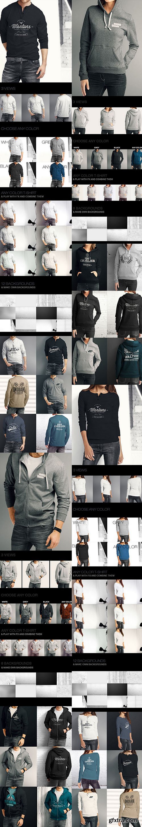 GraphicRiver Hoodie / Pullover Bundle Mock up 10997915