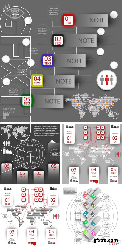 Stock Vectors - Infographics with space for text, globe and world map