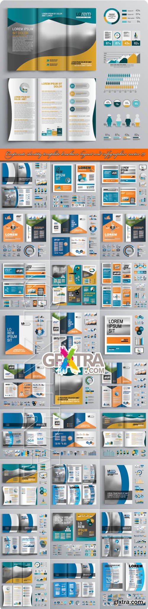 Corporate identity template brochure layout and infographics vector 19