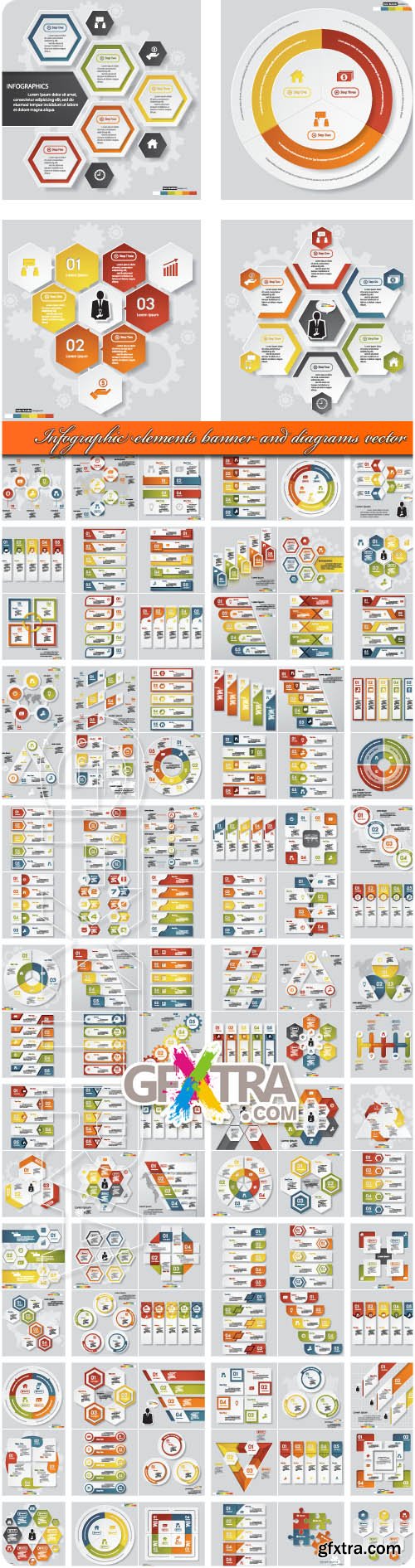 Infographic elements banner and diagrams vector