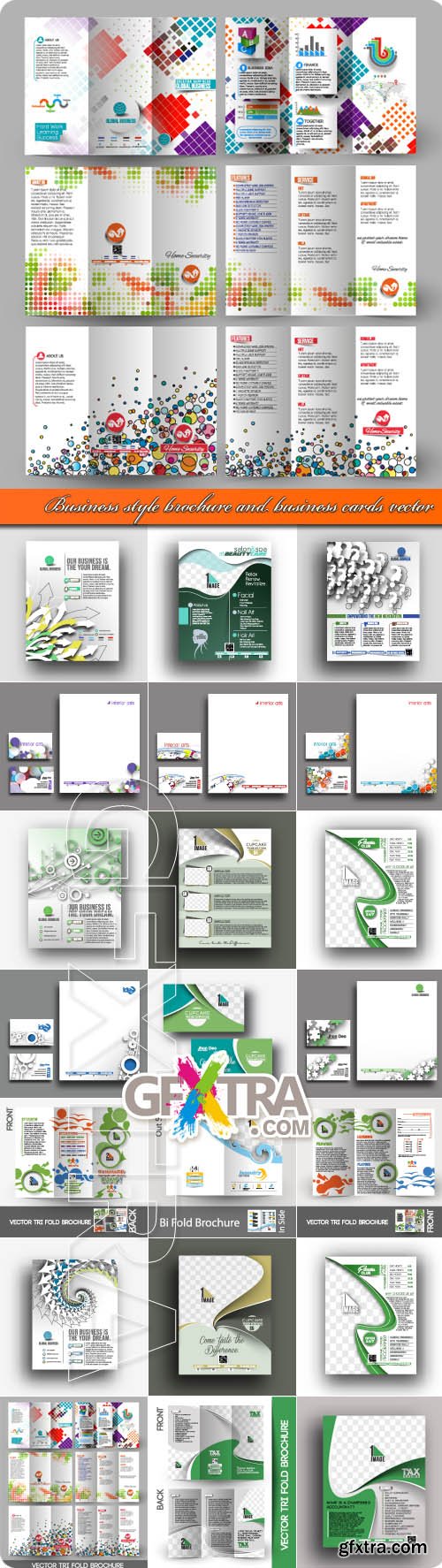 Business style brochure and business cards vector