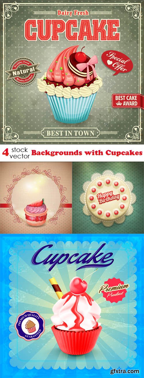 Vectors - Backgrounds with Cupcakes