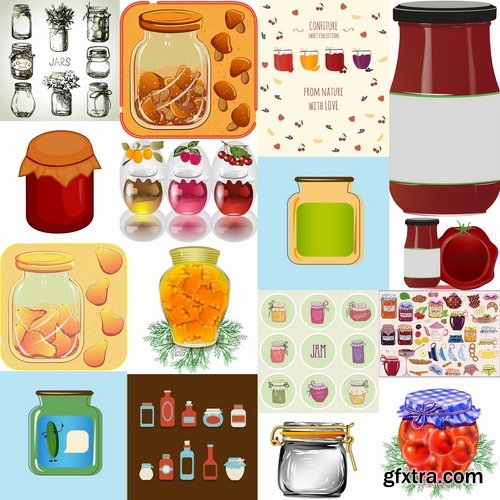 Collection of vector image preservation rolled pickled vegetables 25 Eps