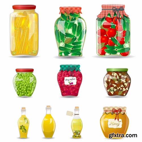 Collection of vector image preservation rolled pickled vegetables 25 Eps