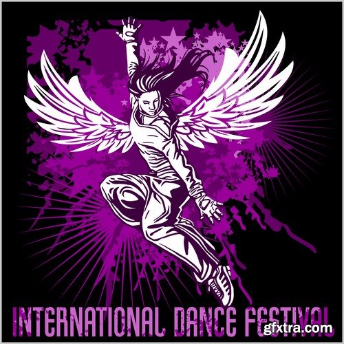 Collection of vector image dancer dancing 25 Eps