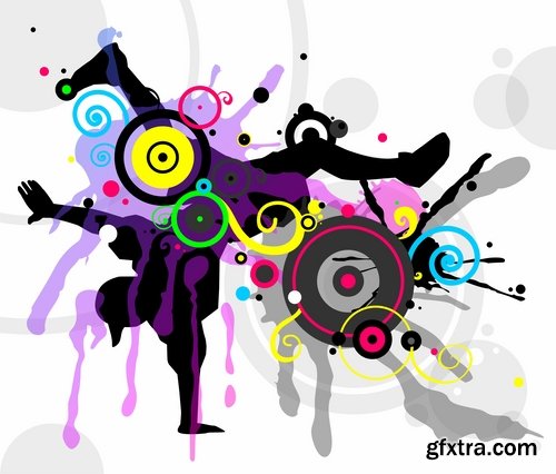 Collection of vector image dancer dancing 25 Eps