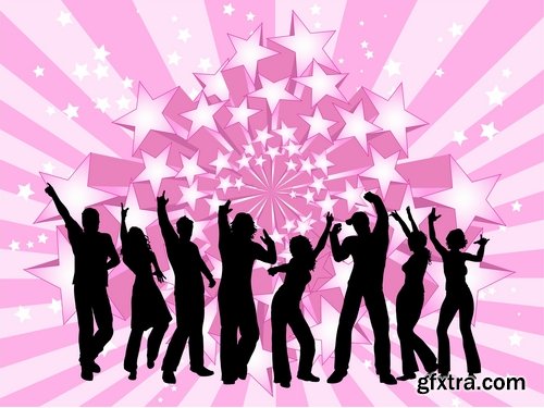 Collection of vector image dancer dancing 25 Eps