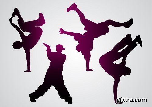 Collection of vector image dancer dancing 25 Eps