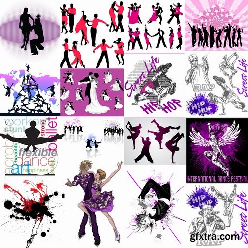 Collection of vector image dancer dancing 25 Eps