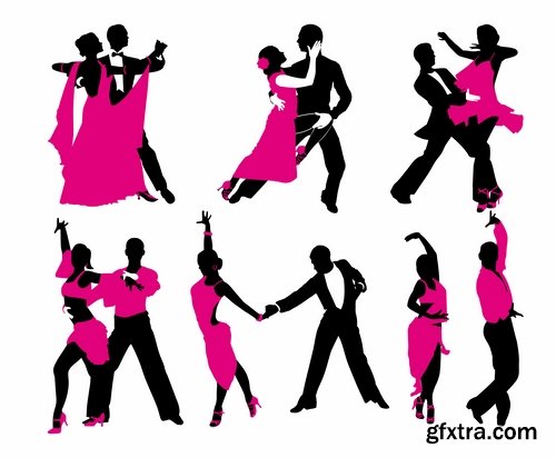 Collection of vector image dancer dancing 25 Eps