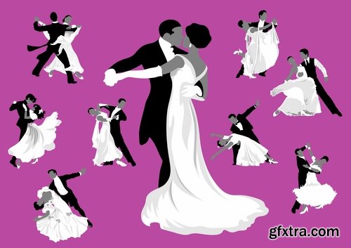 Collection of vector image dancer dancing 25 Eps