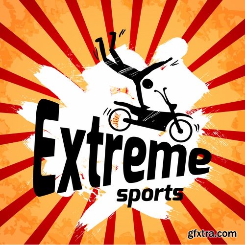 Collection of vector image extreme sports different sports 25 Eps