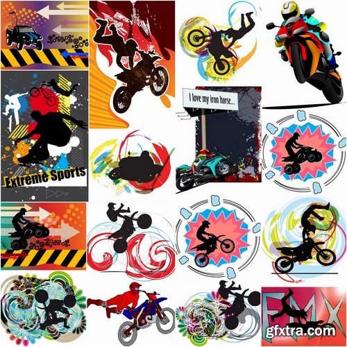 Collection of vector image extreme sports different sports 25 Eps