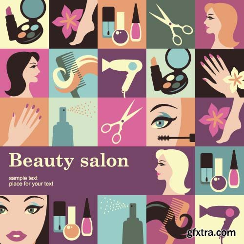 Beauty salon card template vector background 10x EPS