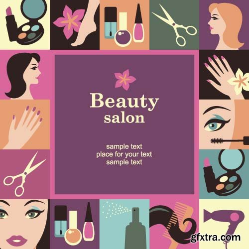 Beauty salon card template vector background 10x EPS