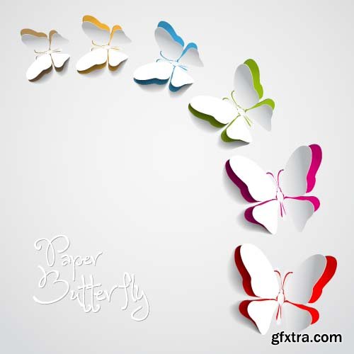 Butterflies on a white background 6x EPS