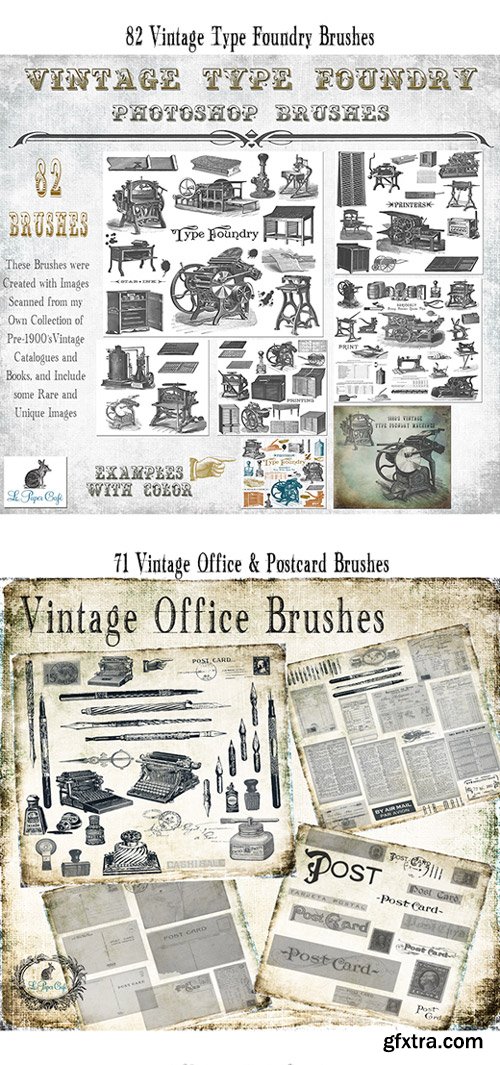 656 Gorgeous Vintage PS Brushes & Background Papers from Le Paper Caf?