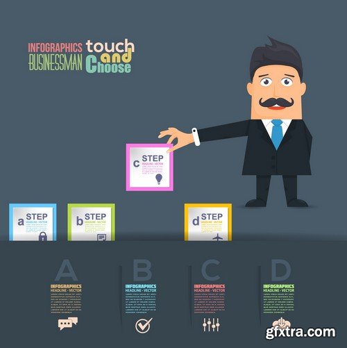 Stock Vectors - Flat Vector Businessman Presentation Infographics, 41xEPS