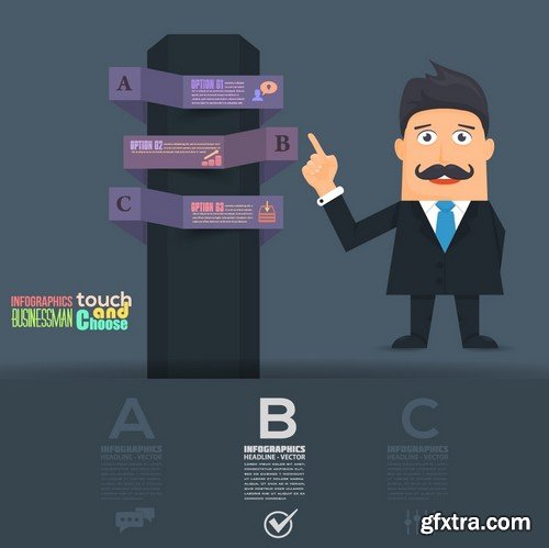 Stock Vectors - Flat Vector Businessman Presentation Infographics, 41xEPS