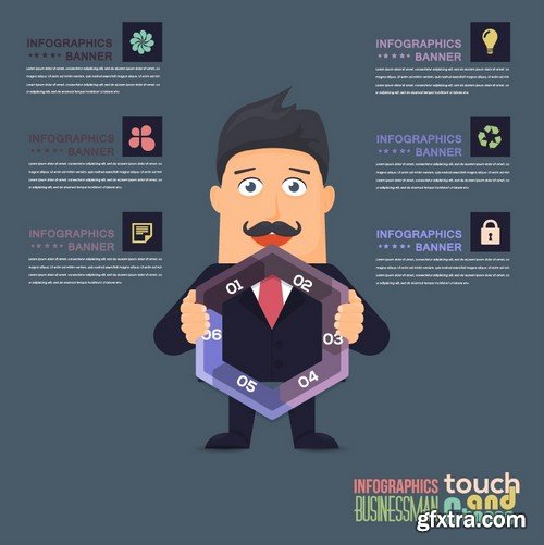 Stock Vectors - Flat Vector Businessman Presentation Infographics, 41xEPS