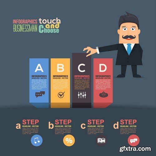 Stock Vectors - Flat Vector Businessman Presentation Infographics, 41xEPS