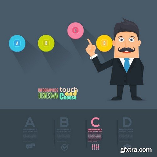 Stock Vectors - Flat Vector Businessman Presentation Infographics, 41xEPS