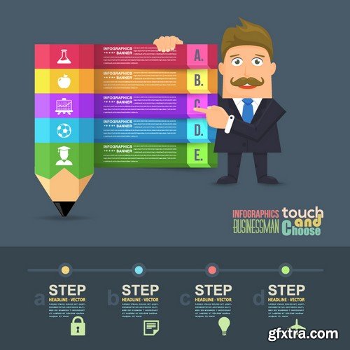 Stock Vectors - Flat Vector Businessman Presentation Infographics, 41xEPS