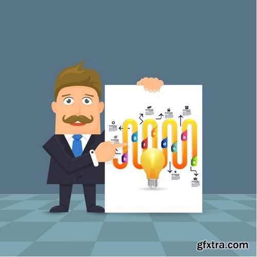 Stock Vectors - Flat Vector Businessman Presentation Infographics, 41xEPS