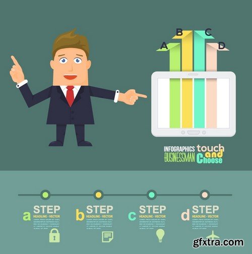 Stock Vectors - Flat Vector Businessman Presentation Infographics, 41xEPS