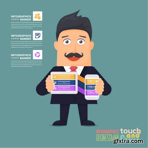 Stock Vectors - Flat Vector Businessman Presentation Infographics, 41xEPS