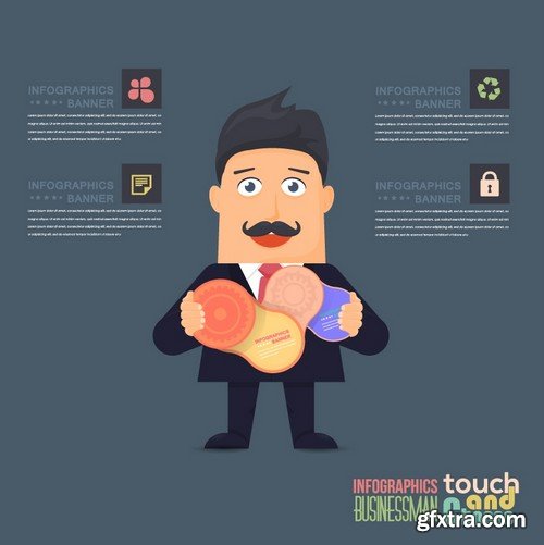 Stock Vectors - Flat Vector Businessman Presentation Infographics, 41xEPS