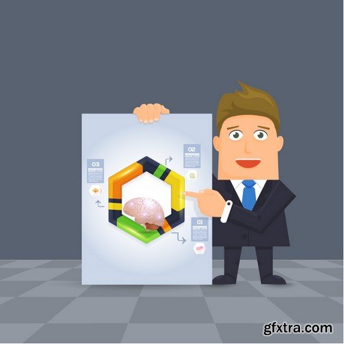 Stock Vectors - Flat Vector Businessman Presentation Infographics, 41xEPS