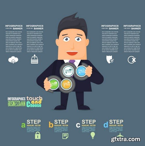 Stock Vectors - Flat Vector Businessman Presentation Infographics, 41xEPS