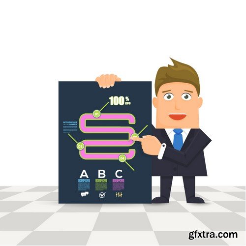 Stock Vectors - Flat Vector Businessman Presentation Infographics, 41xEPS