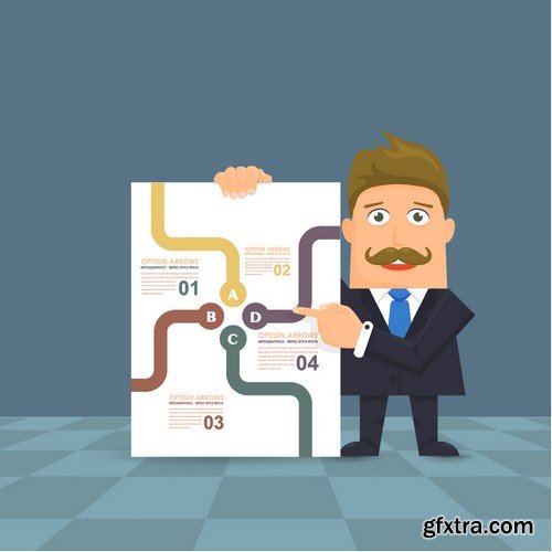 Stock Vectors - Flat Vector Businessman Presentation Infographics, 41xEPS