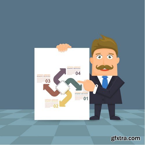 Stock Vectors - Flat Vector Businessman Presentation Infographics, 41xEPS