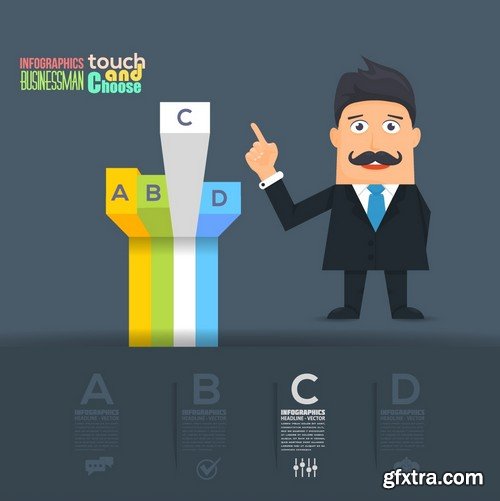 Stock Vectors - Flat Vector Businessman Presentation Infographics, 41xEPS