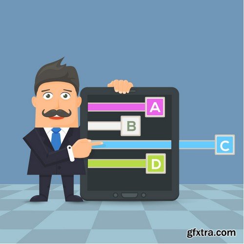 Stock Vectors - Flat Vector Businessman Presentation Infographics, 41xEPS