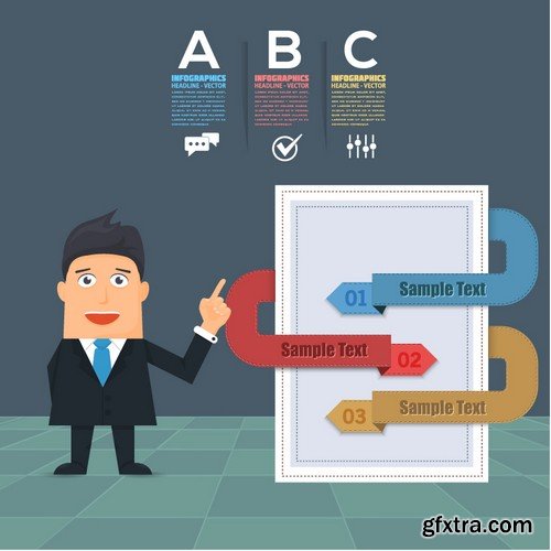 Stock Vectors - Flat Vector Businessman Presentation Infographics, 41xEPS